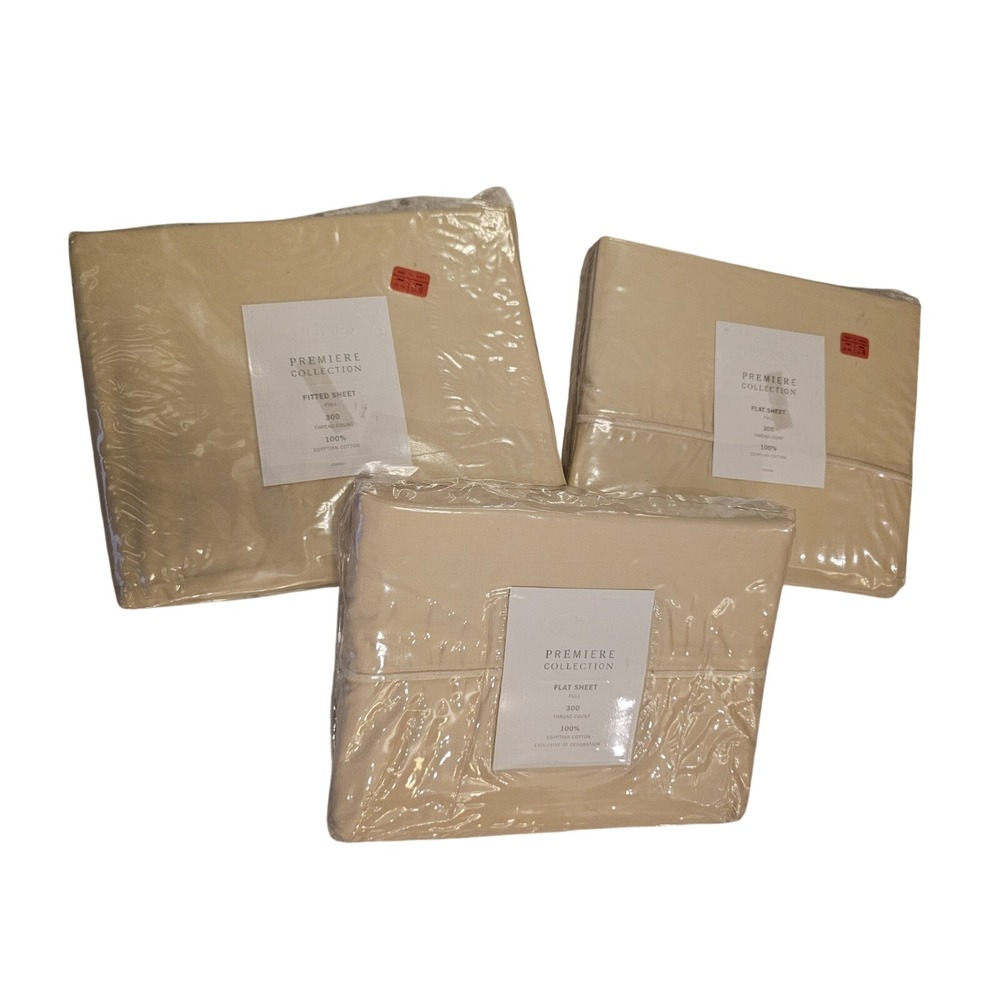 Target‎ Home lot 3 sheet 2-Flat 1-fitted 300 thread Egyptian Cotton Wheat NOS